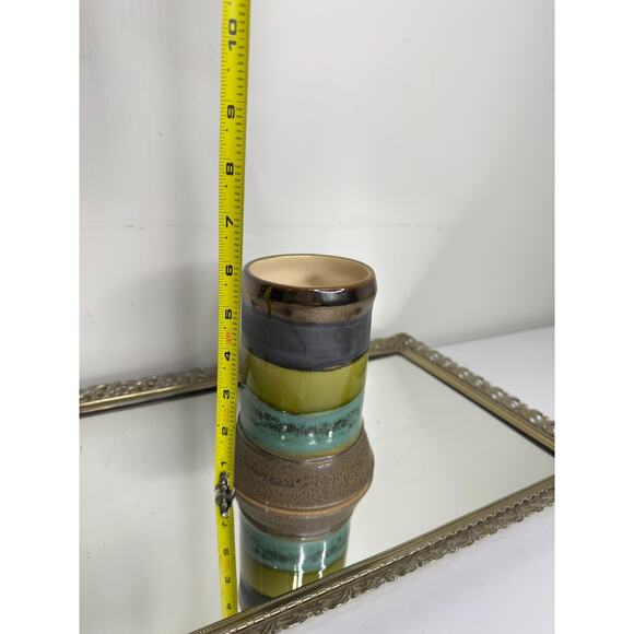 Eduardo Vega Art Pottery Cuenca Ecuador Green Bronze Vintage Half Pint Mug - Picture 8 of 10